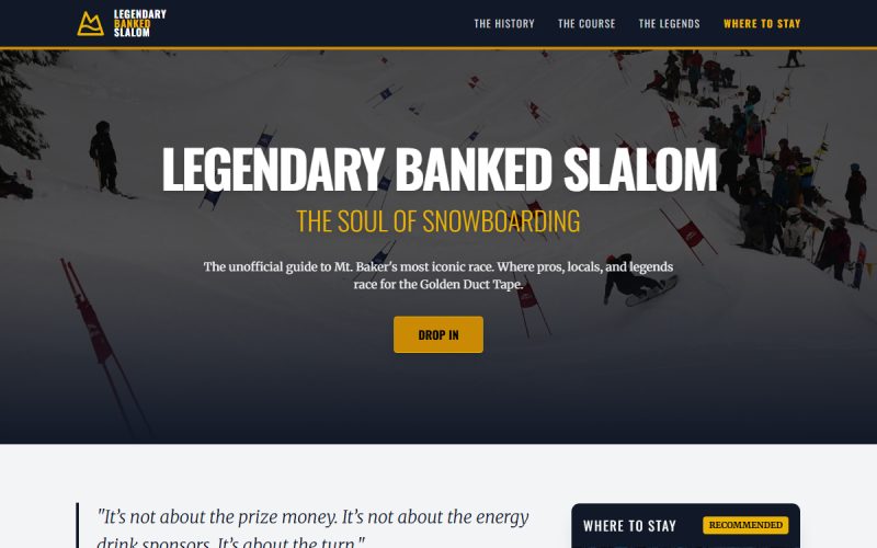 Legendary Banked Slalom website